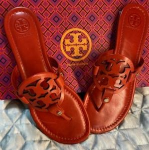 Authentic Tory Burch sandals, poppy orange color